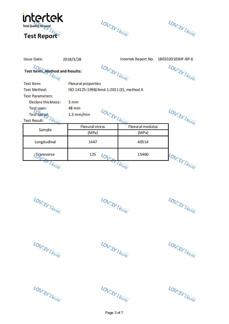 爱乐居玻纤聚氨酯复合材料型材强度检测-Intertek