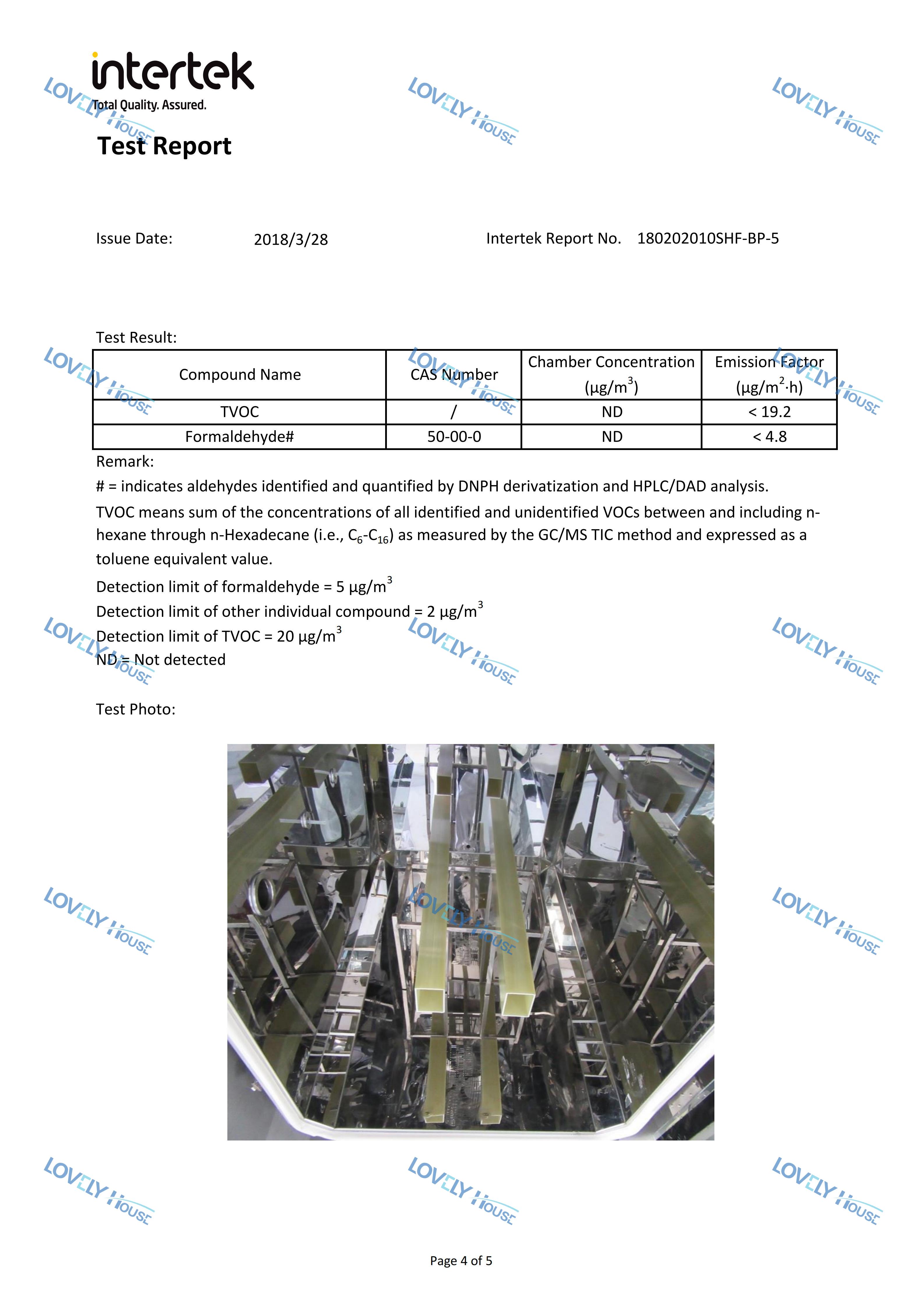 爱乐居玻纤聚氨酯复合材料型材挥发性组分检测-Intertek